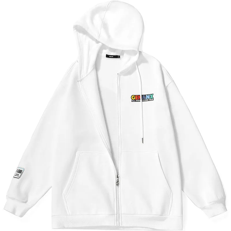Plain Rainbow Color Print Hooded Jacket