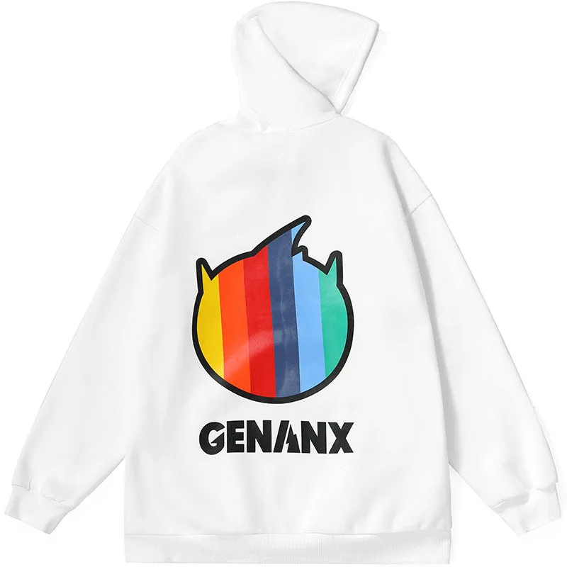 Plain Rainbow Color Print Hooded Jacket