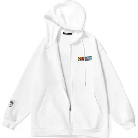 Plain Rainbow Color Print Hooded Jacket