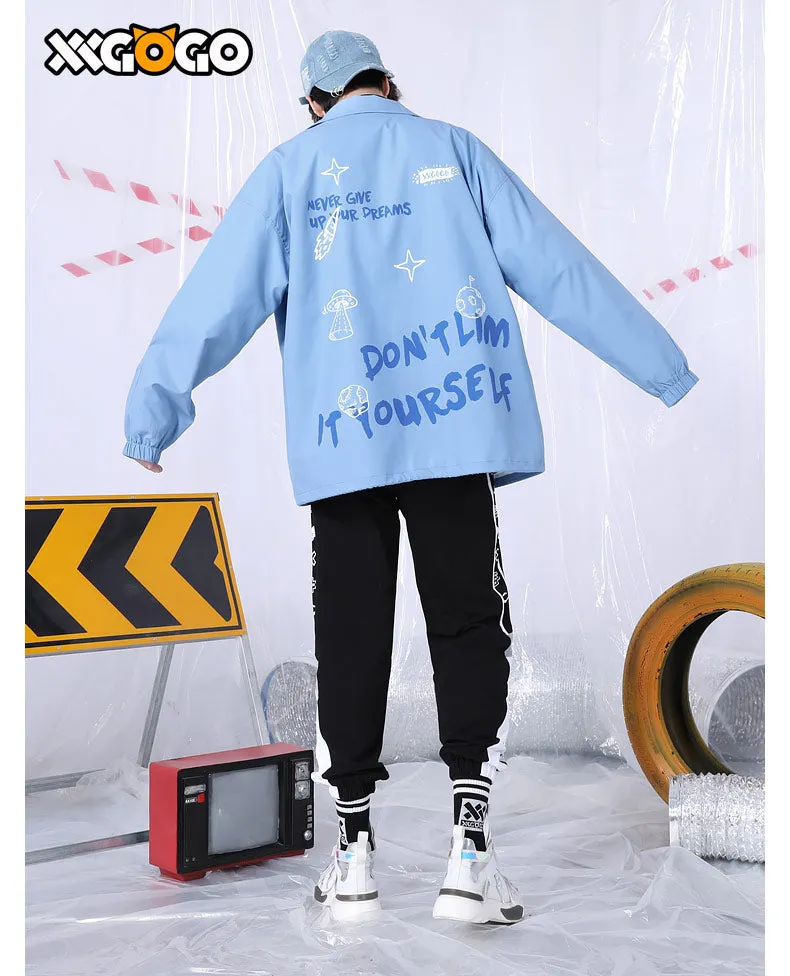 Plain Space Letter Print Loose Jacket