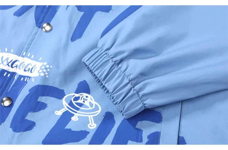 Plain Space Letter Print Loose Jacket