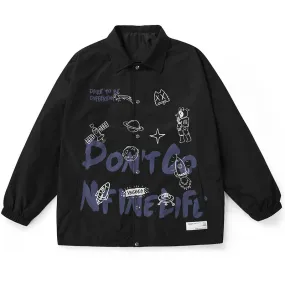 Plain Space Letter Print Loose Jacket