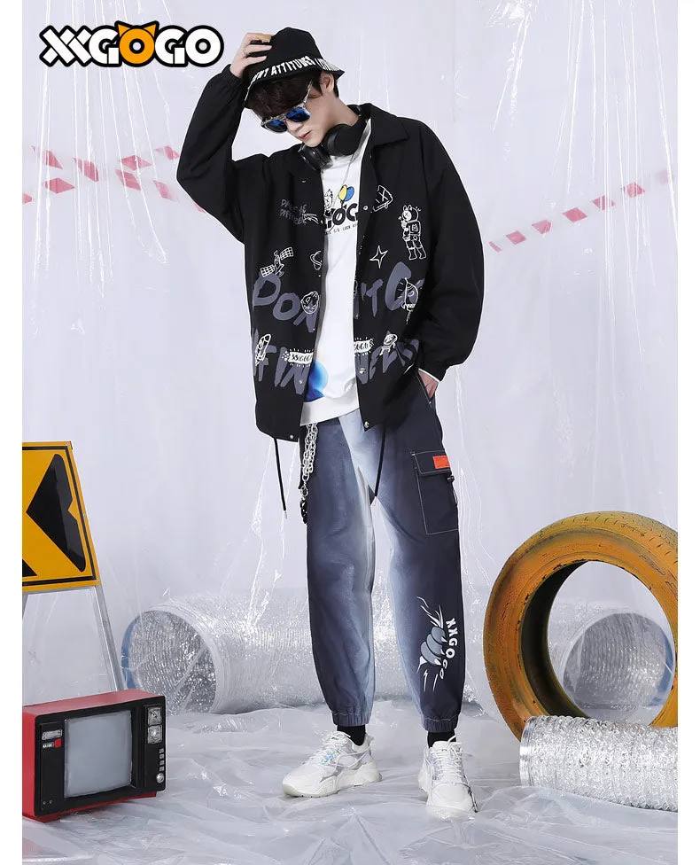 Plain Space Letter Print Loose Jacket