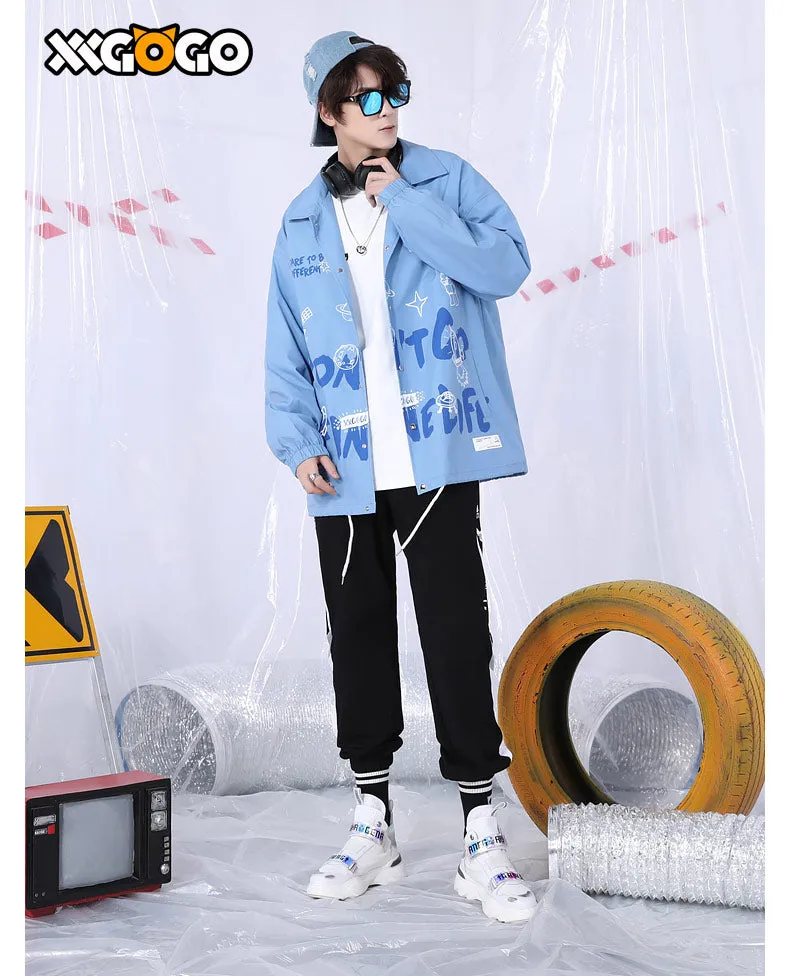 Plain Space Letter Print Loose Jacket