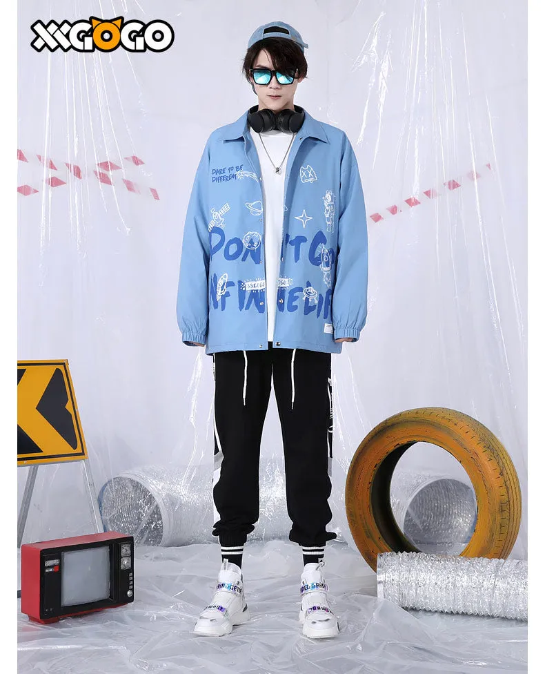 Plain Space Letter Print Loose Jacket
