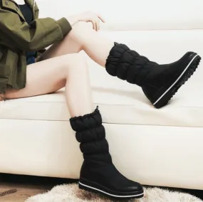 Platform Flat Round Toe Calf Snow Mid Boots