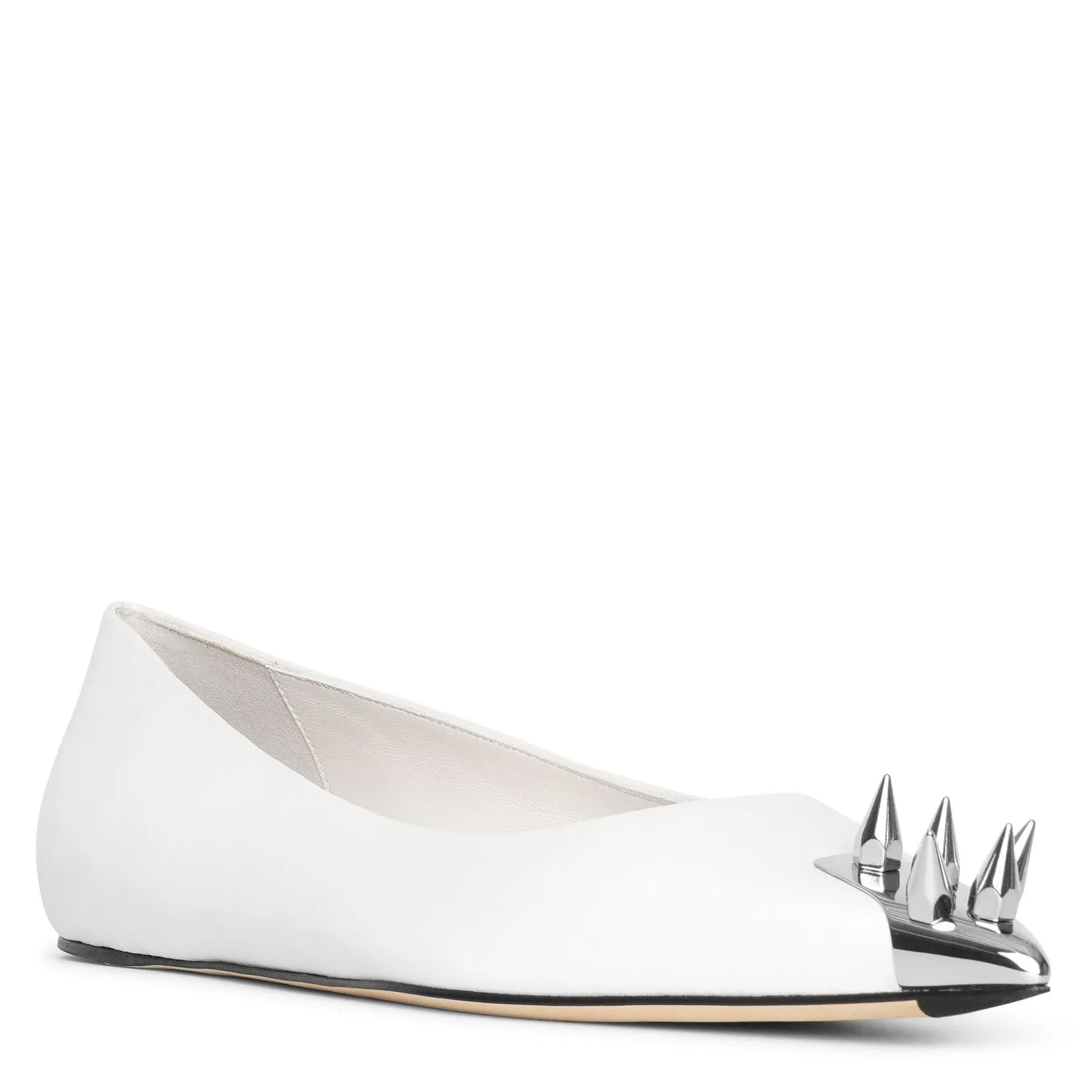 Punk stud soft white ballerina