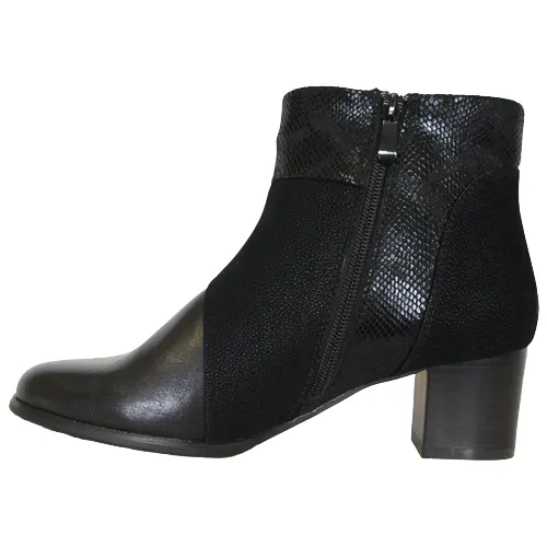 Redz Block Heeled  Ankle Boots - CBN 1126 - Black