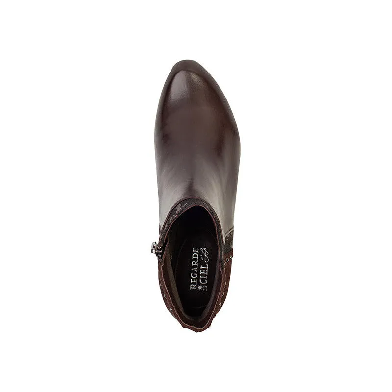 Regarde Le Ciel Stefany-386 Ladies Brown Leather Side Zip Ankle Boots