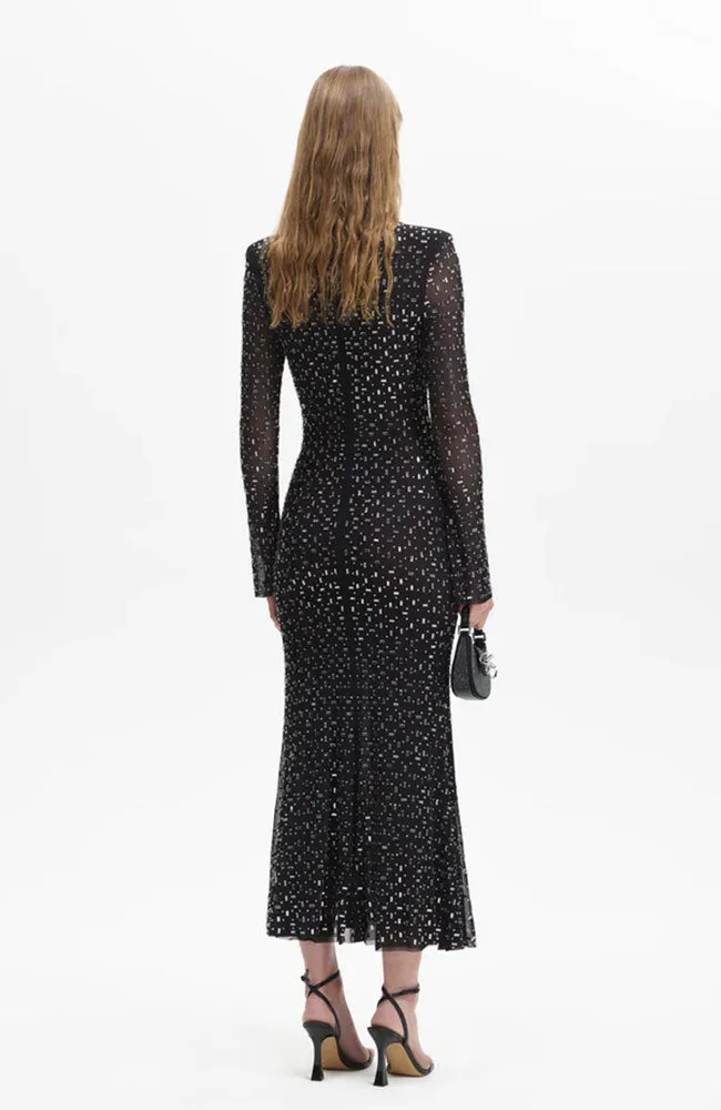 Rhinestone Mesh Midi Dress