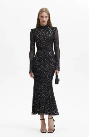 Rhinestone Mesh Midi Dress