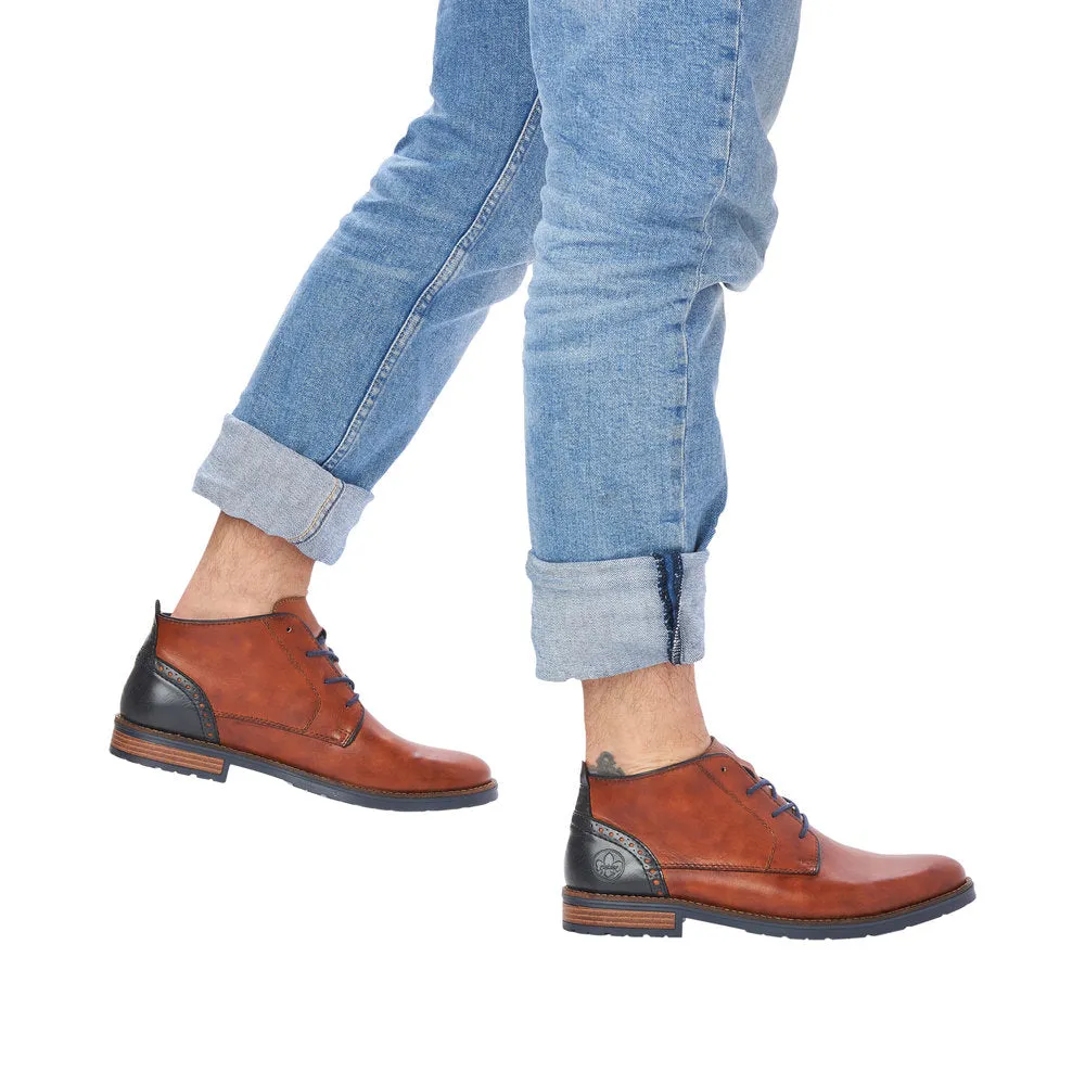 Rieker 14605-22 Mens Brown Leather Lace Up Ankle Boots
