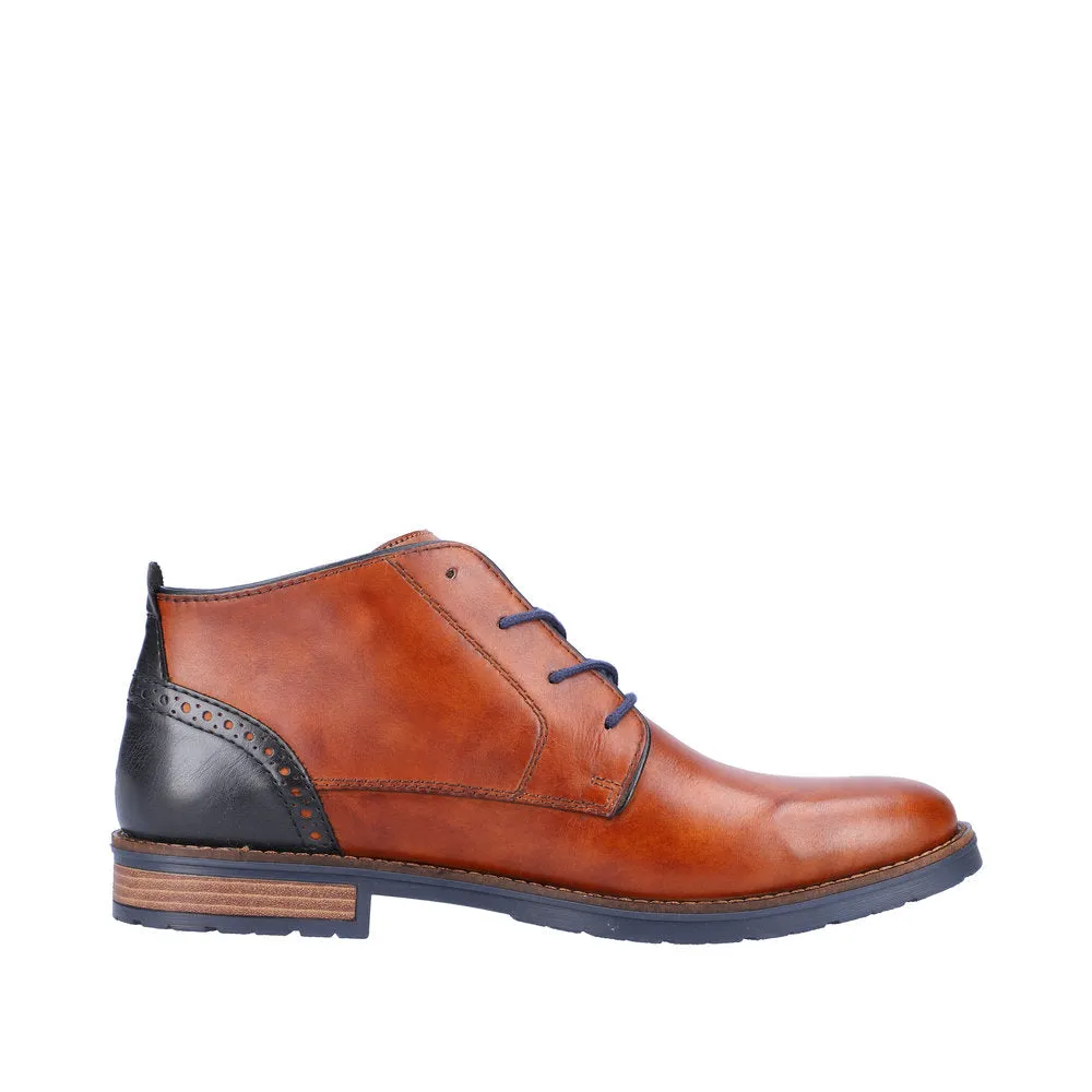 Rieker 14605-22 Mens Brown Leather Lace Up Ankle Boots