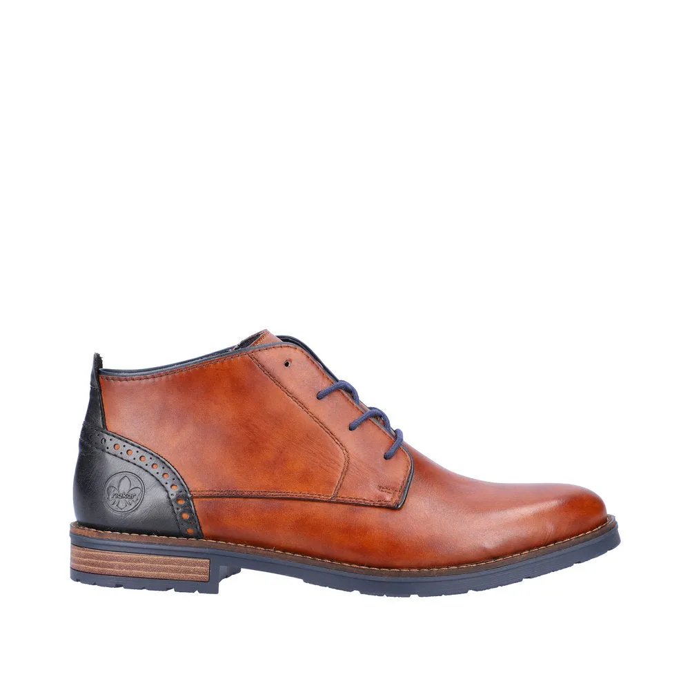 Rieker 14605-22 Mens Brown Leather Lace Up Ankle Boots
