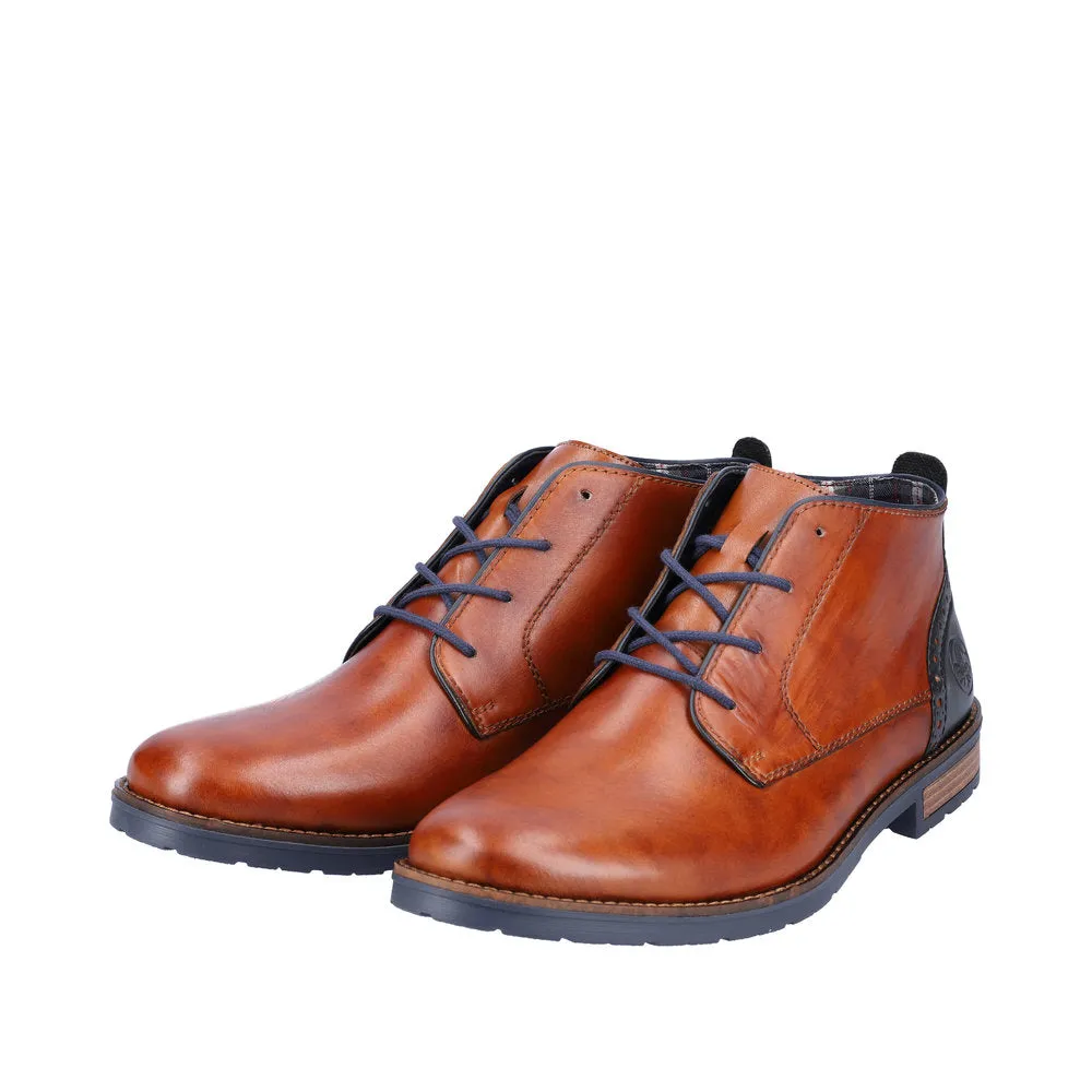 Rieker 14605-22 Mens Brown Leather Lace Up Ankle Boots