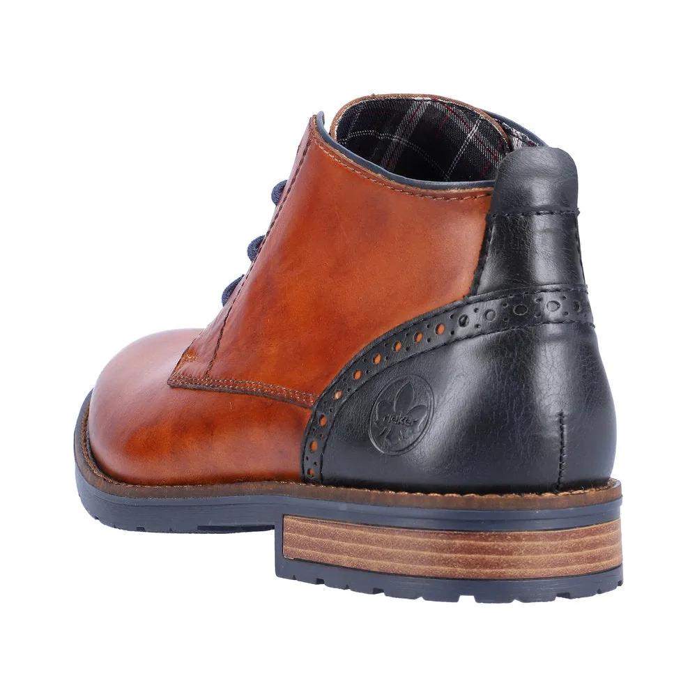 Rieker 14605-22 Mens Brown Leather Lace Up Ankle Boots