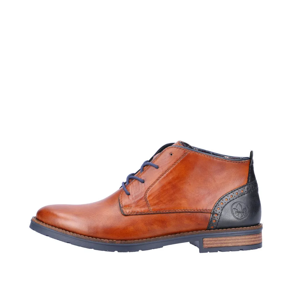 Rieker 14605-22 Mens Brown Leather Lace Up Ankle Boots