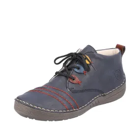 Rieker 52509-14 Ladies Ocean Blue Combi Lace Up Ankle Boots