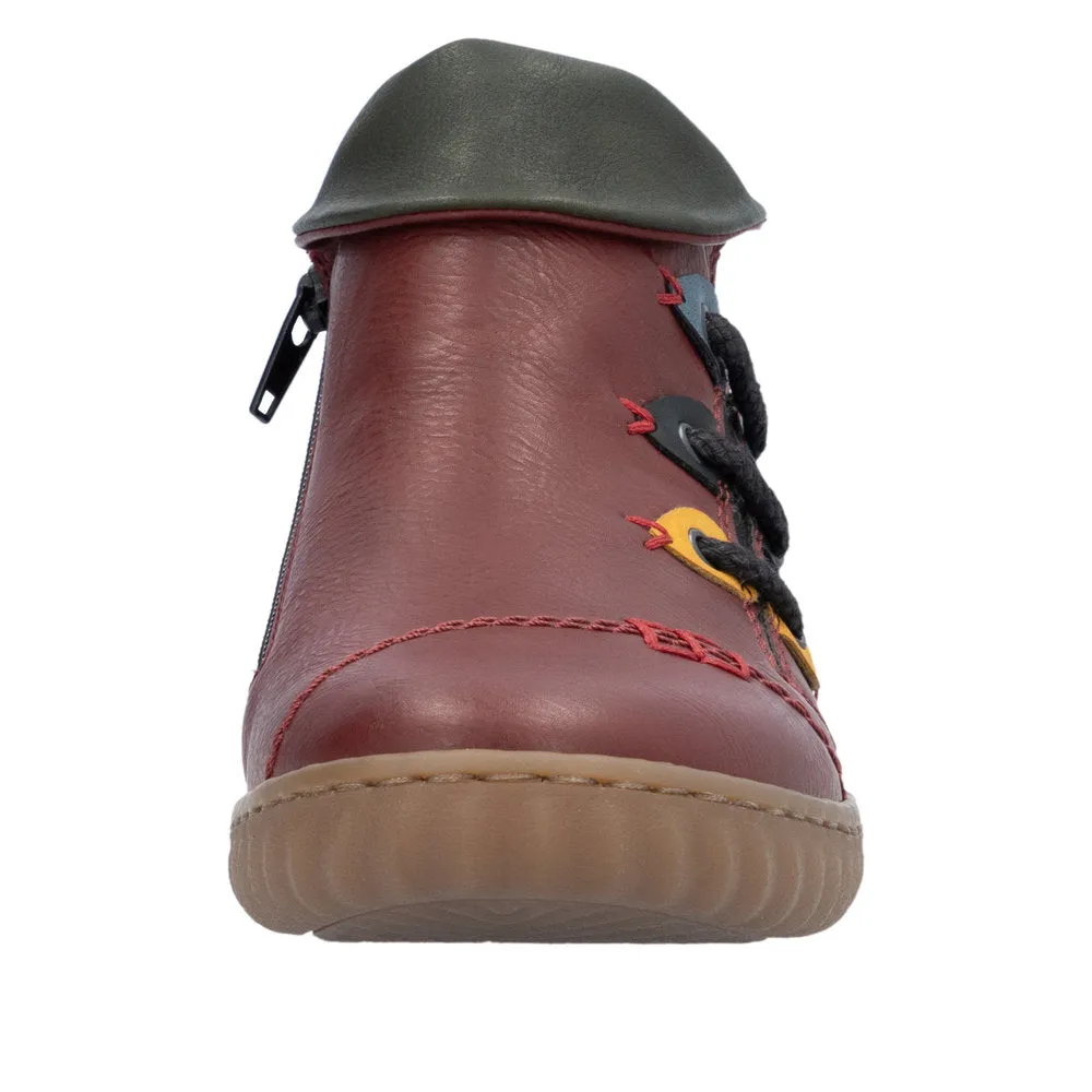 Rieker N0950-35 Ladies Multi Side Zip Ankle Boots