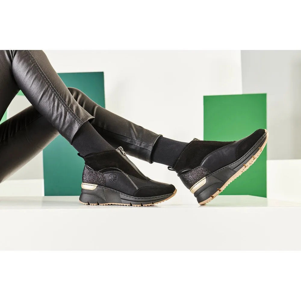 Rieker N6361-00 Ladies Black Side Zip Ankle Boots