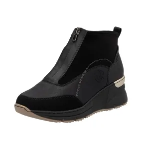 Rieker N6361-00 Ladies Black Side Zip Ankle Boots