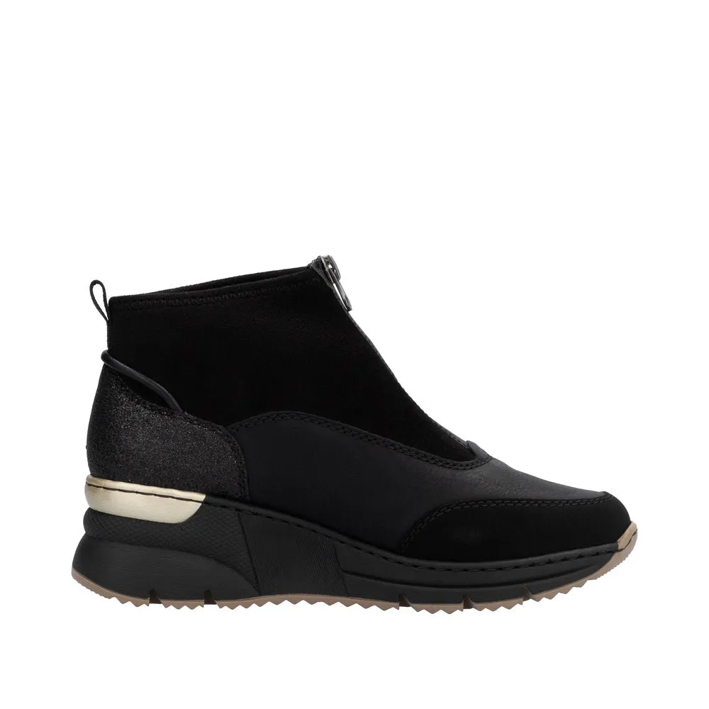Rieker N6361-00 Ladies Black Side Zip Ankle Boots