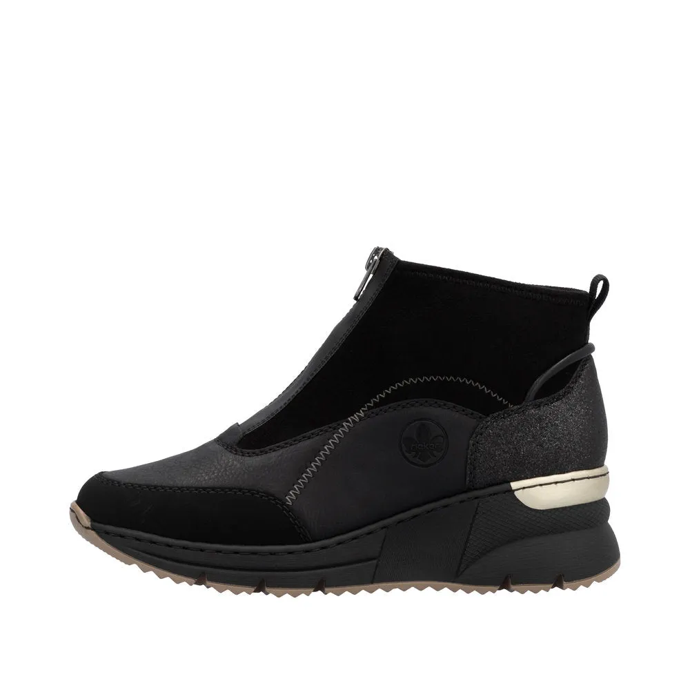 Rieker N6361-00 Ladies Black Side Zip Ankle Boots