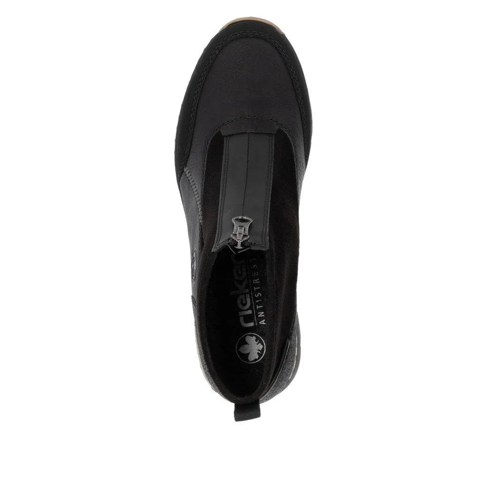 Rieker N6361-00 Ladies Black Side Zip Ankle Boots