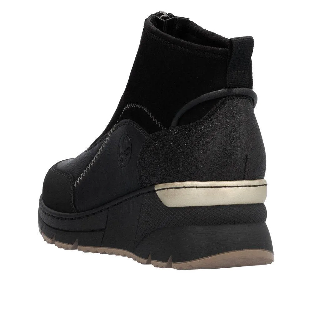 Rieker N6361-00 Ladies Black Side Zip Ankle Boots
