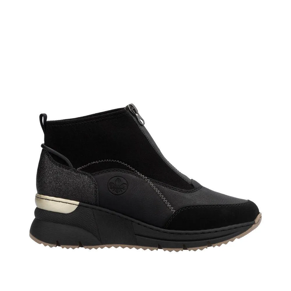 Rieker N6361-00 Ladies Black Side Zip Ankle Boots