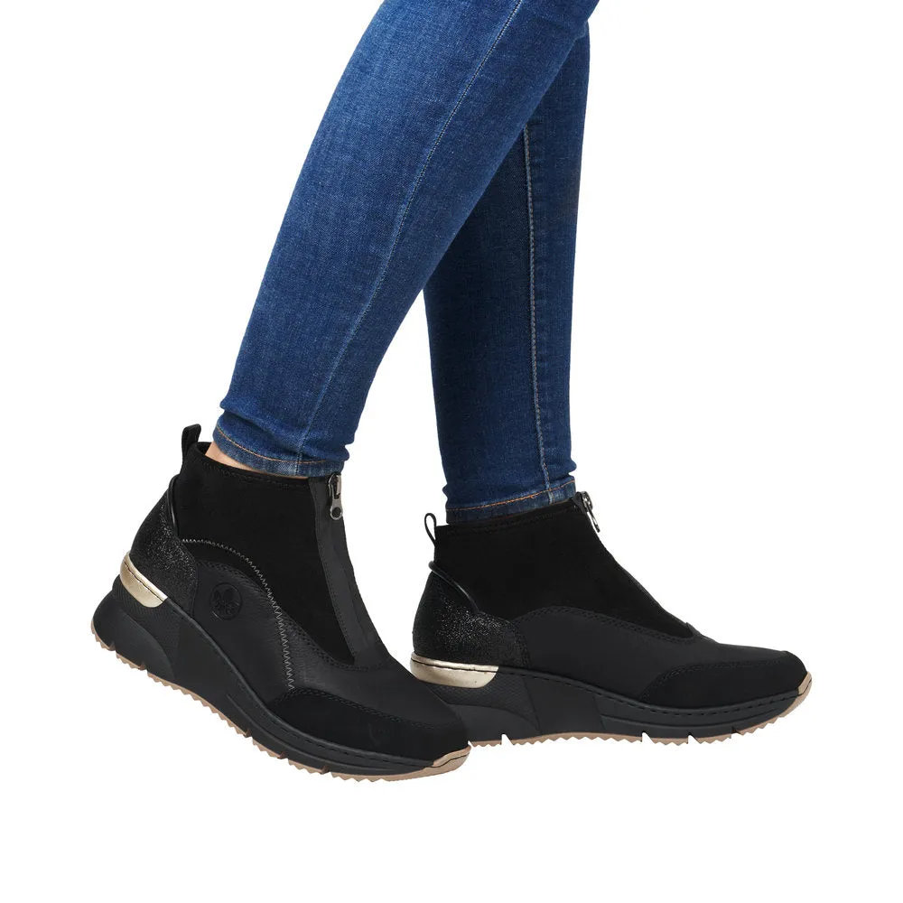 Rieker N6361-00 Ladies Black Side Zip Ankle Boots