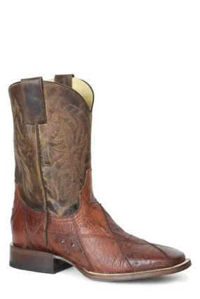 Roper Mens Ostrich Check Brown Ostrich Cowboy Boots