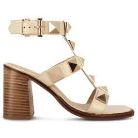 Saint Agnes Off White Leather Metal Studded Heels