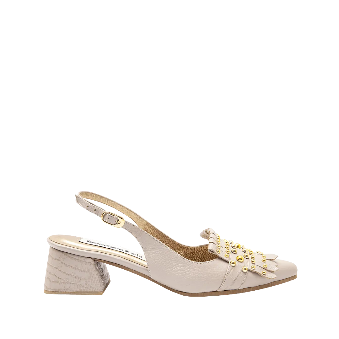 Sandy leather heel