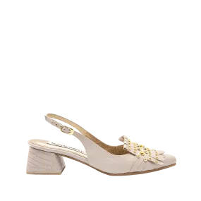 Sandy leather heel