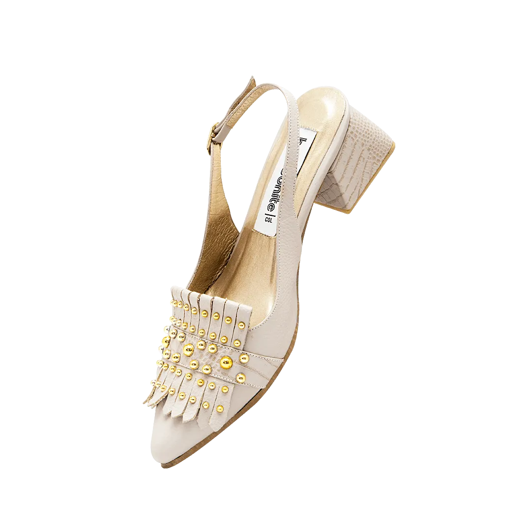 Sandy leather heel