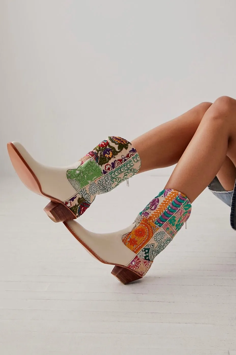 SELINA EMBROIDERED PATCHWORK BOOTS X FREE PEOPLE