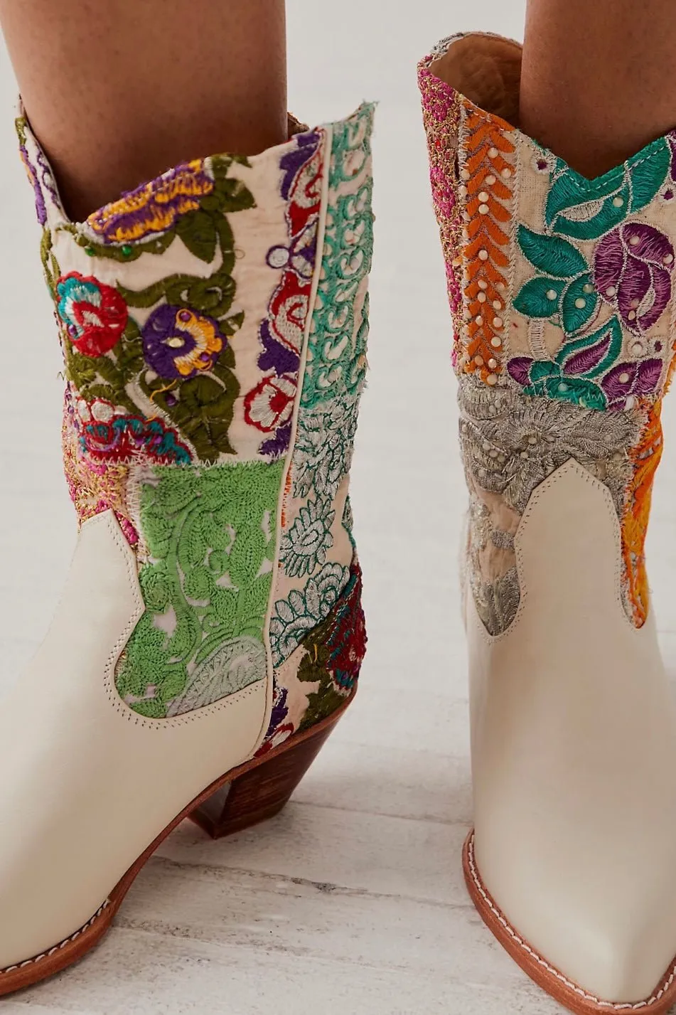 SELINA EMBROIDERED PATCHWORK BOOTS X FREE PEOPLE