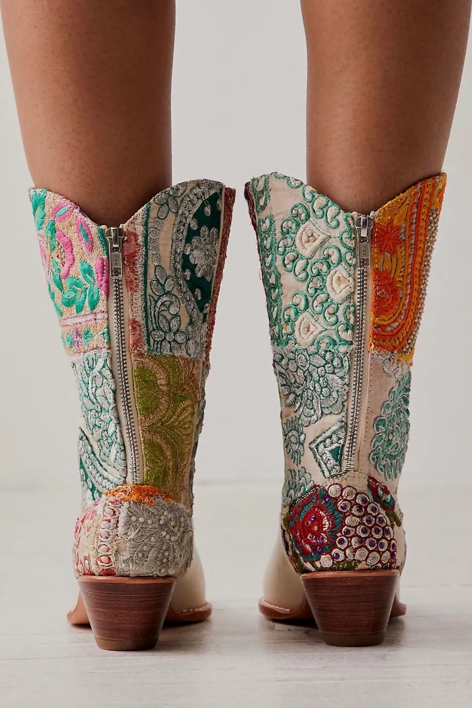 SELINA EMBROIDERED PATCHWORK BOOTS X FREE PEOPLE