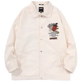 Simple Style Cartoon Print Four-Button Couple Lapel Jacket