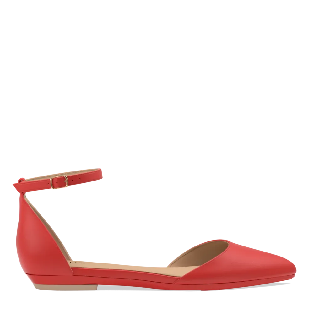 The D'Orsay - Cherry Red Leather Flat