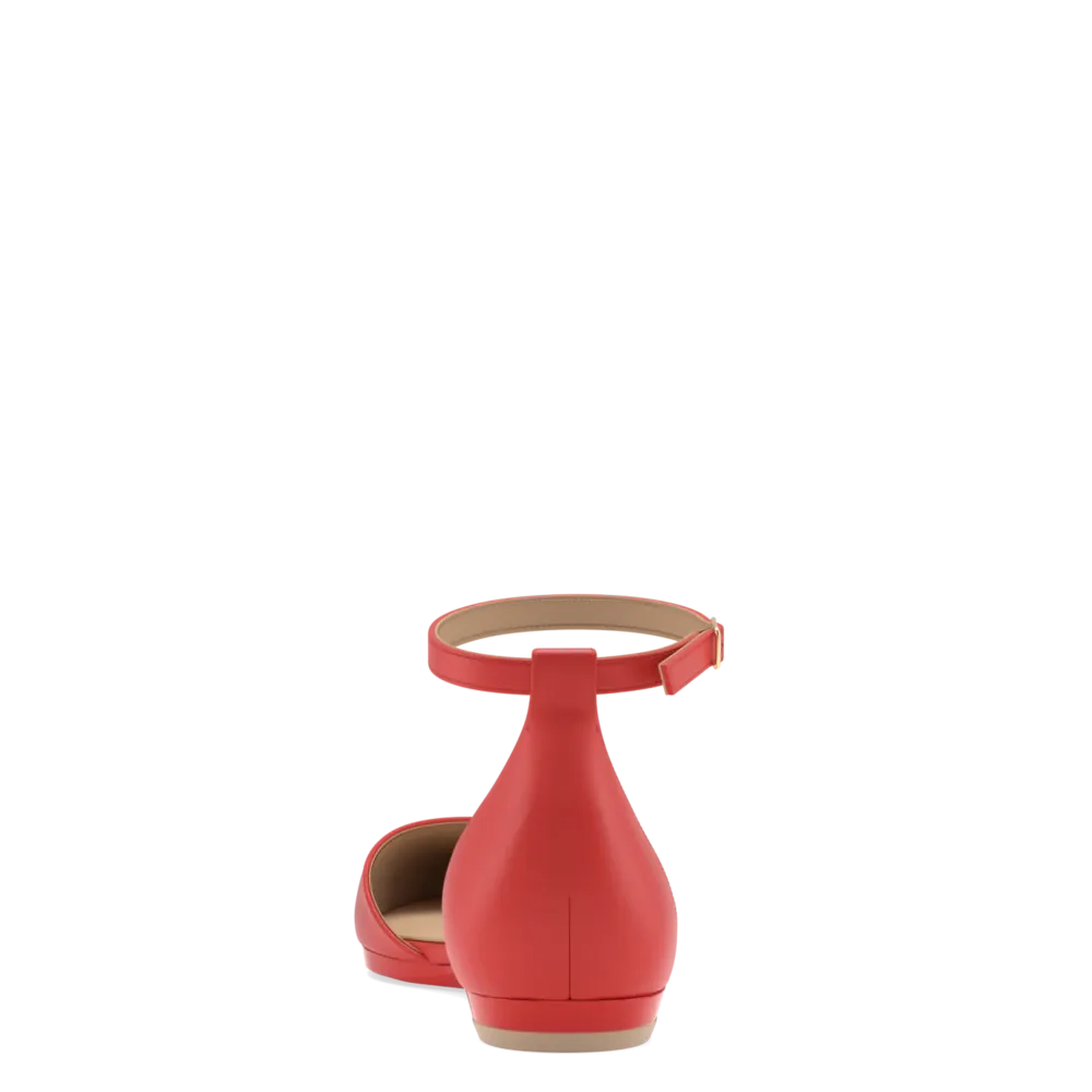 The D'Orsay - Cherry Red Leather Flat