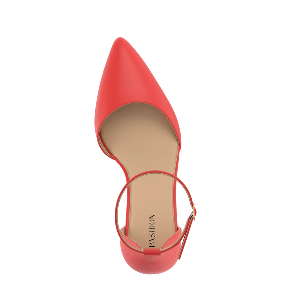 The D'Orsay - Cherry Red Leather Flat