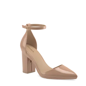 The D'Orsay - Latte Patent   Block Heel Kit 4 Latte - FINAL SALE