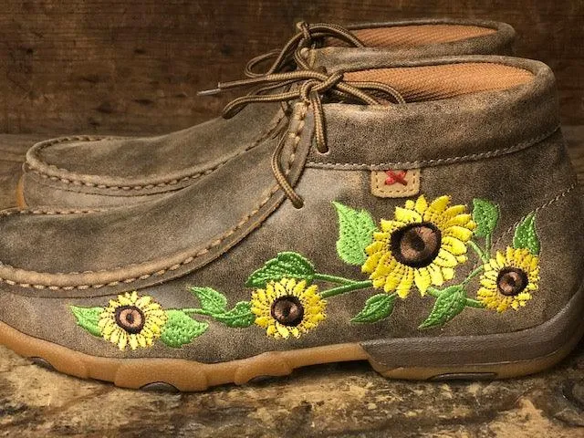 Twisted X Women's Sunflower Bomber Chukka Driving Mocs WDM0128