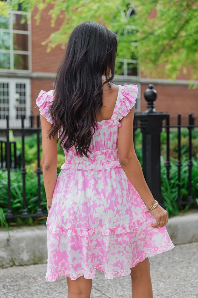 Wherever You Went Pink Floral Print Mini Dress