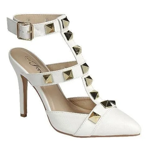 White Studded Heels