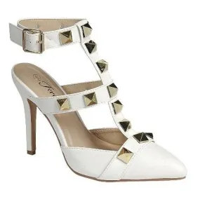 White Studded Heels