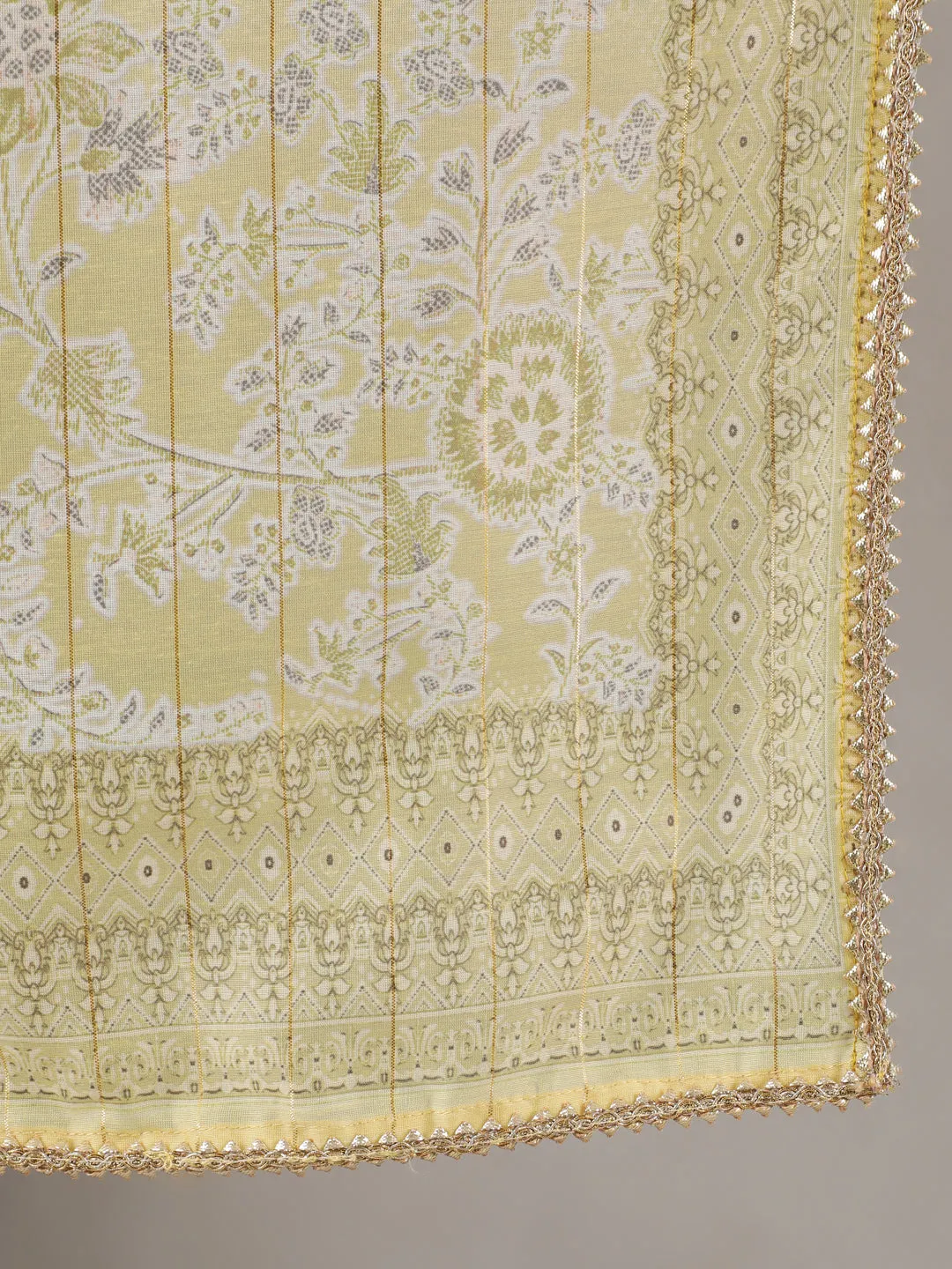 Women Lemon Muslin Straight  Kurta Trouser Dupatta & Fancy Potli Set